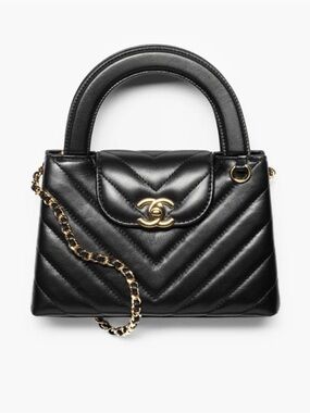 AUTHENTIC ~ CHANEL Mini Shopping Bag Black Lambskin Gold Hardware SS26